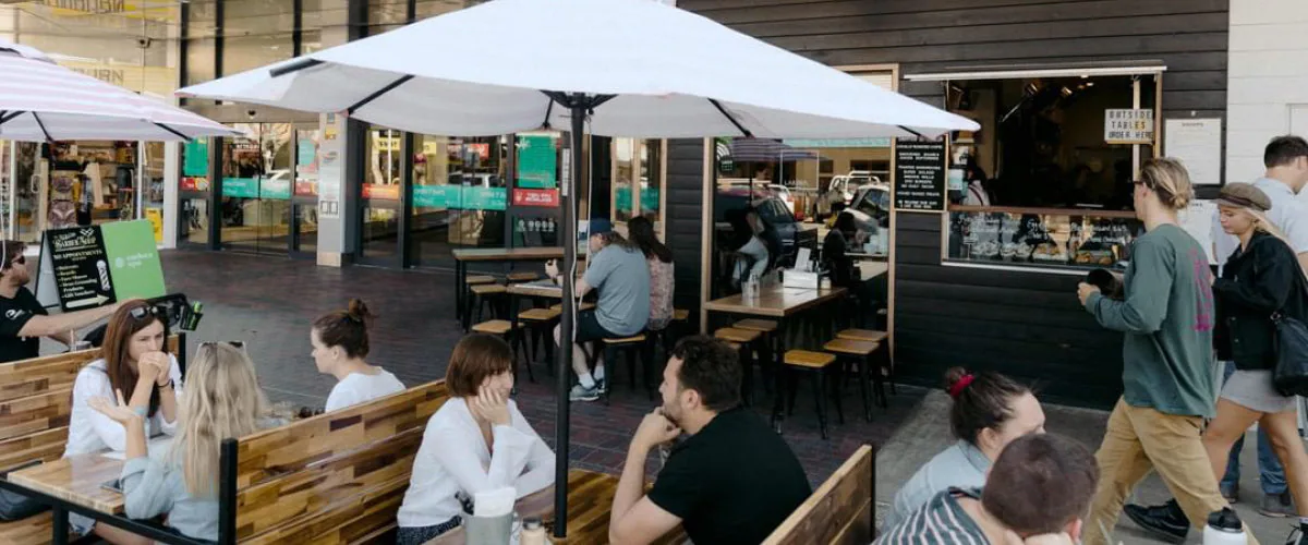 Outdoor tables at Griffith St Larder